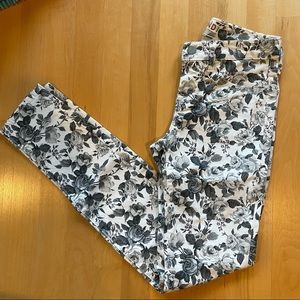 J brand floral black and white jeans